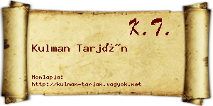 Kulman Tarján névjegykártya